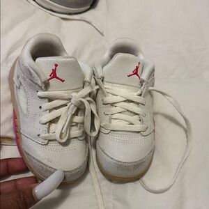 Jordan Kids White and Pink Sneakers